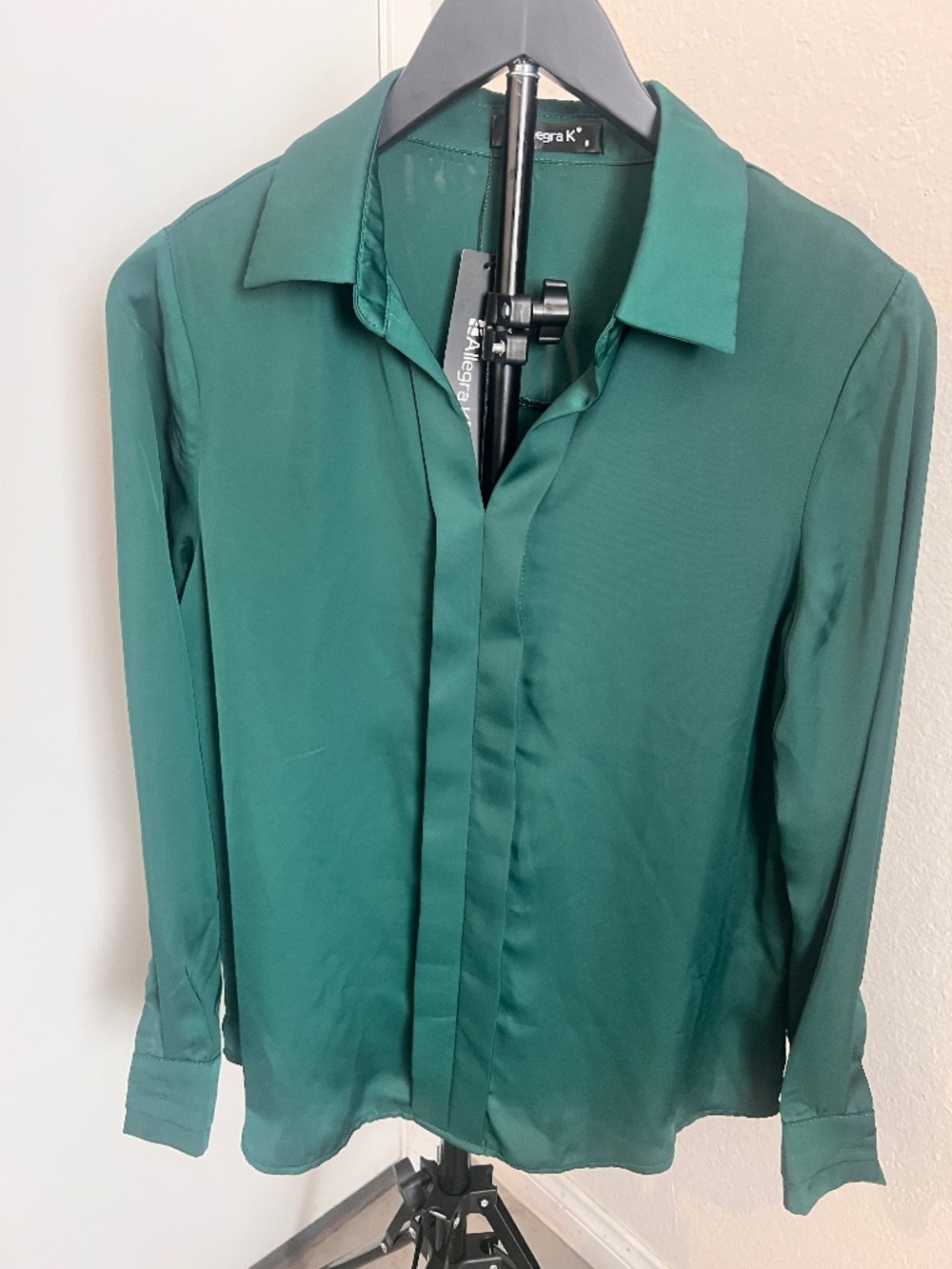 Allegra K Hunter Green Satin Blouse NWT | Size Medium